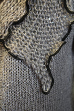 Lily | Crochet Sweater Cardigan Grey with Black Trimming with Sequin