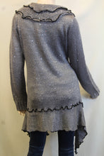 Lily | Crochet Sweater Cardigan Grey with Black Trimming with Sequin