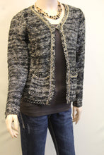 Lily | Two-Tone Sweater Cardigan with Gold Chain Trimming Black