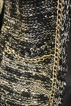 Lily | Two-Tone Sweater Cardigan with Gold Chain Trimming Black