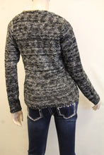Lily | Two-Tone Sweater Cardigan with Gold Chain Trimming Black