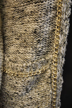 Lily | Two-Tone Sweater Cardigan with Gold Chain Trimming Cream