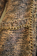 Lily | Two-Tone Sweater Cardigan with Gold Chain Trimming Pink