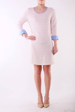 Lime & Chili | Marble French Terry Striped Tunic Dress Pink