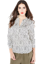 Lumiere | White V-Neck with Black Polka Dots