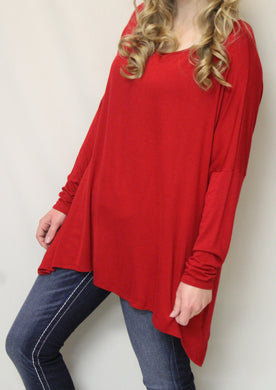 Luxe USA | Slouchy Dolman Top Red