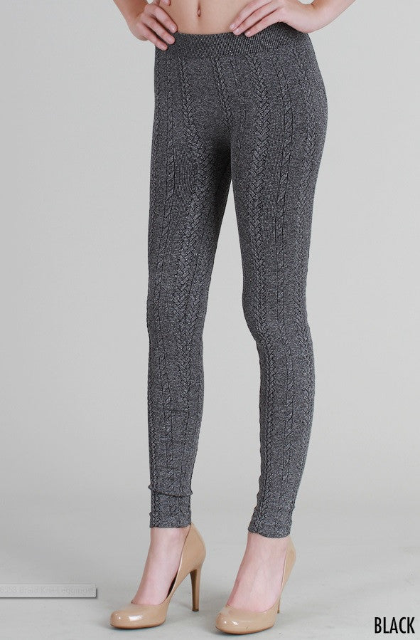 NB6558 Knit Braid Sweater Leggings Black