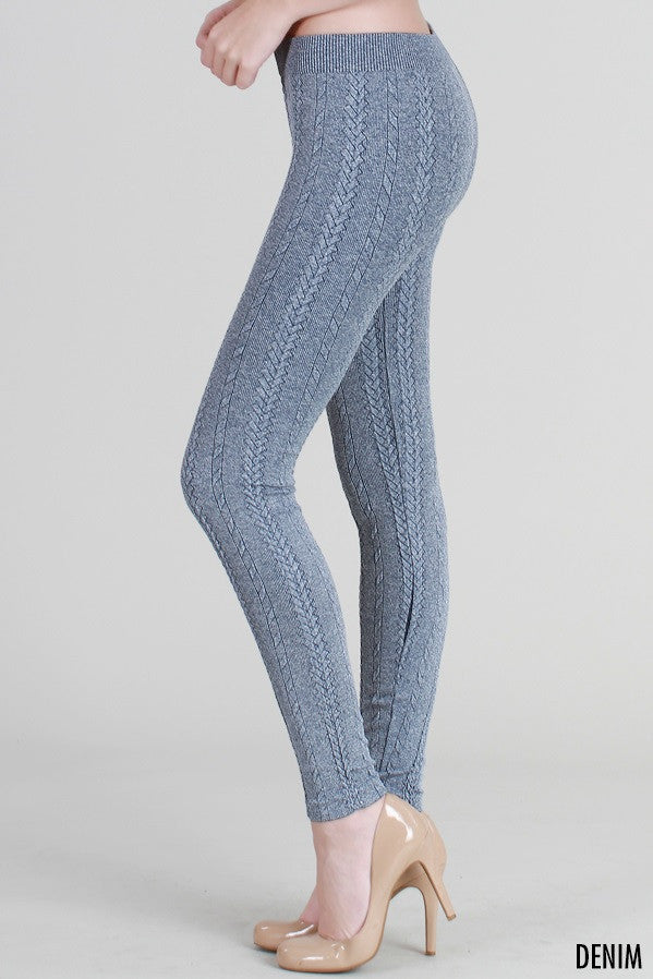 Niki Biki | Knit Braid Sweater Leggings Denim