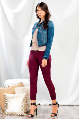 YMI Royalty For You Missy Hyper Twill Wanna Betta Butt Skinny Cranberry