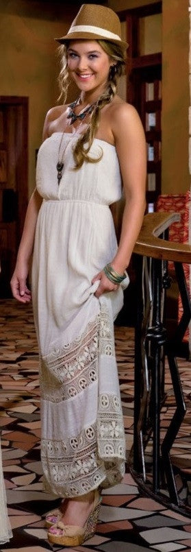 Sweet Journey Lace Trim Maxi Dress