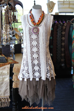 Ryu | Lace Ruffle Dress Cream