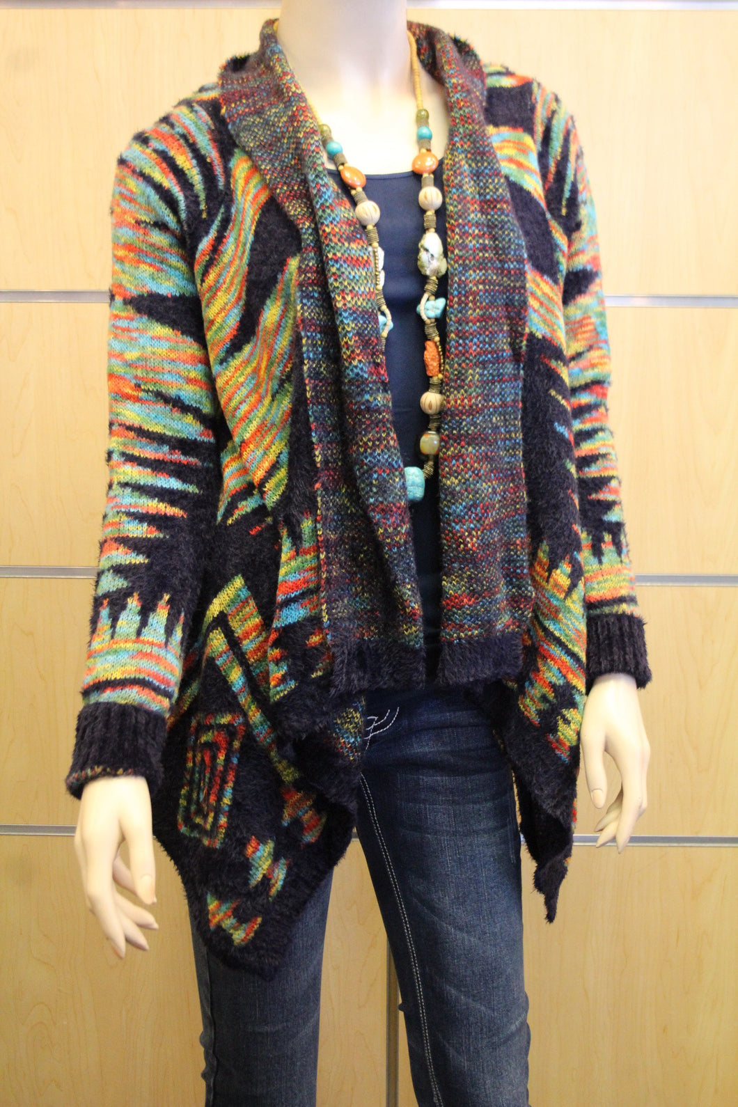 Renee C. | Aztec Pattern Multi Color  Sweater Cardigan