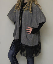 Renee C. | Grey Cardigan with Black Leather Tassels