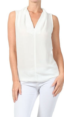 Renee C. | White Ruffle Sheer Tank Blouse