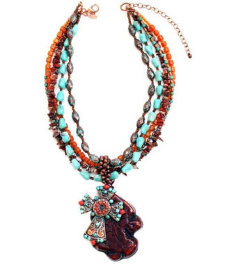Treska | Multistrand Beaded Pendant Necklace - All Decd Out