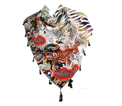 Treska Scarf | Square Paisley Border - All Decd Out