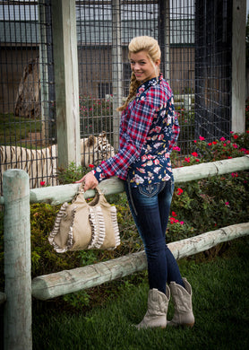 En Creme | Plaid Button Up Top Red