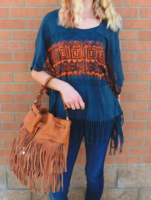 ADO | Drawstring Fringe Hobo Handbag Brown - All Decd Out