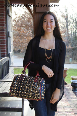 Timing | Cardigan with Leather Back Black