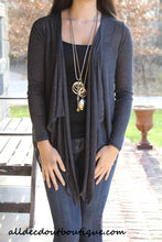 Timing | Cardigan with Leather Back Charcoal