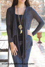 Timing | Cardigan with Leather Back Charcoal