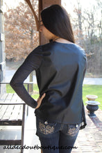 Timing | Cardigan with Leather Back Charcoal