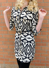 Timing Button Up Tribal Print Dress Black & Cream | All Dec'd Out