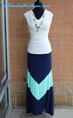 Vanilla Bay | Blue and Mint Maxi Skirt