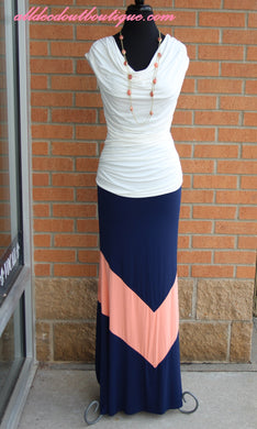 Vanilla Bay | Blue and Peach Maxi Skirt