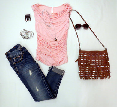 Vanilla Bay | Cowl Neck Tank Peach