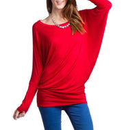Vanilla Bay | Dolman  Long Sleeve Top Red
