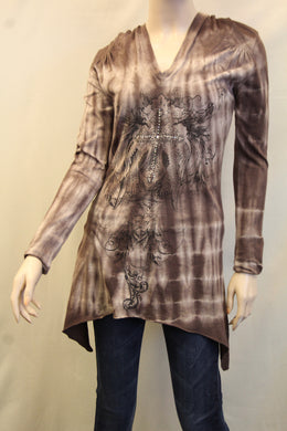 Vocal | Tye Dye Hoodie Tunic Brown