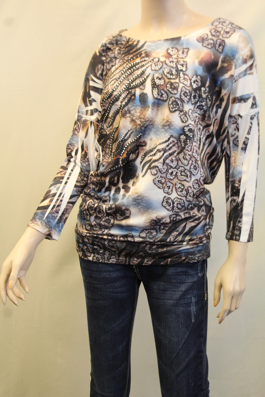 Vocal | Embellished Leopard and Zebra Print Top