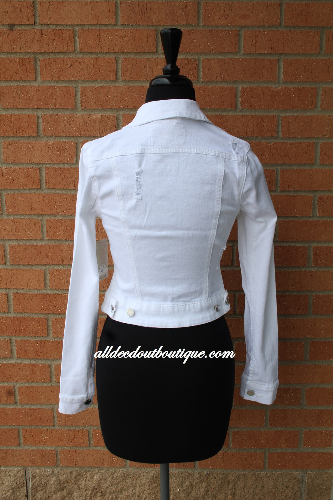 White denim jacket short sale sleeve