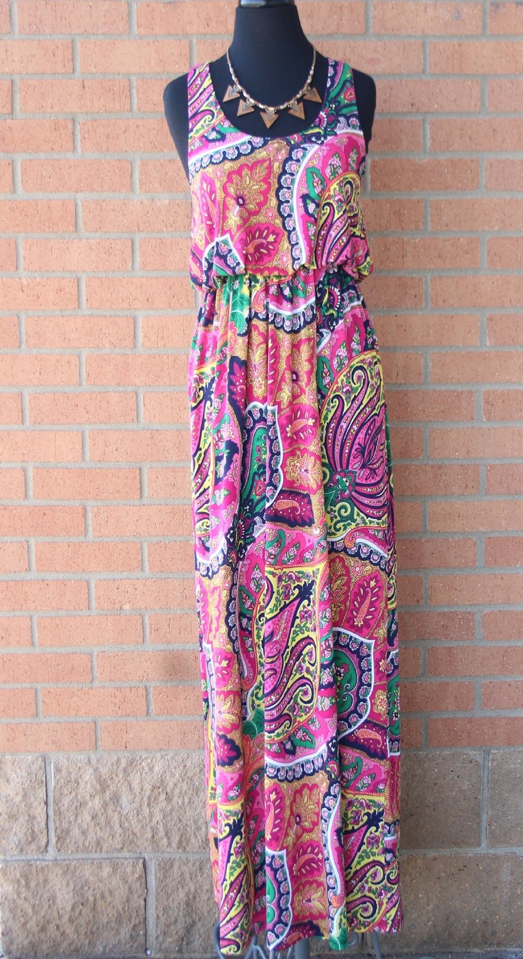 Yahada | Paisley Maxi Dress Razorback Fuchsia