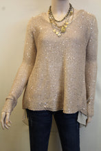 Yahada | Sequin Knit Sweater with Bow Beige