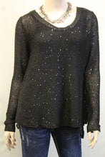 Yahada | Sequin Knit Sweater with  Bow Black