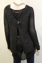 Yahada | Sequin Knit Sweater with  Bow Black