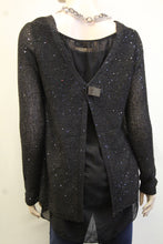 Yahada | Sequin Knit Sweater with  Bow Black