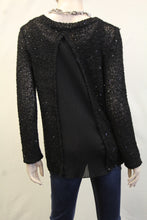 Yahada | Sequin Knit Sweater with Pleated Back Black
