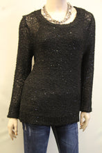 Yahada | Sequin Knit Sweater with Pleated Back Black