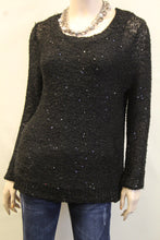 Yahada | Sequin Knit Sweater with Pleated Back Black