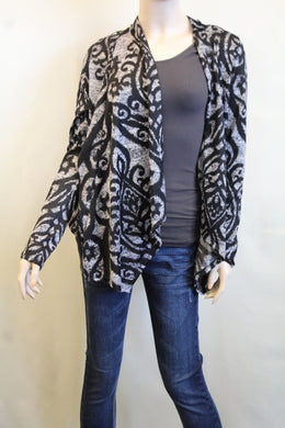 Yahada | Vintage Floral Print Cardigan Black