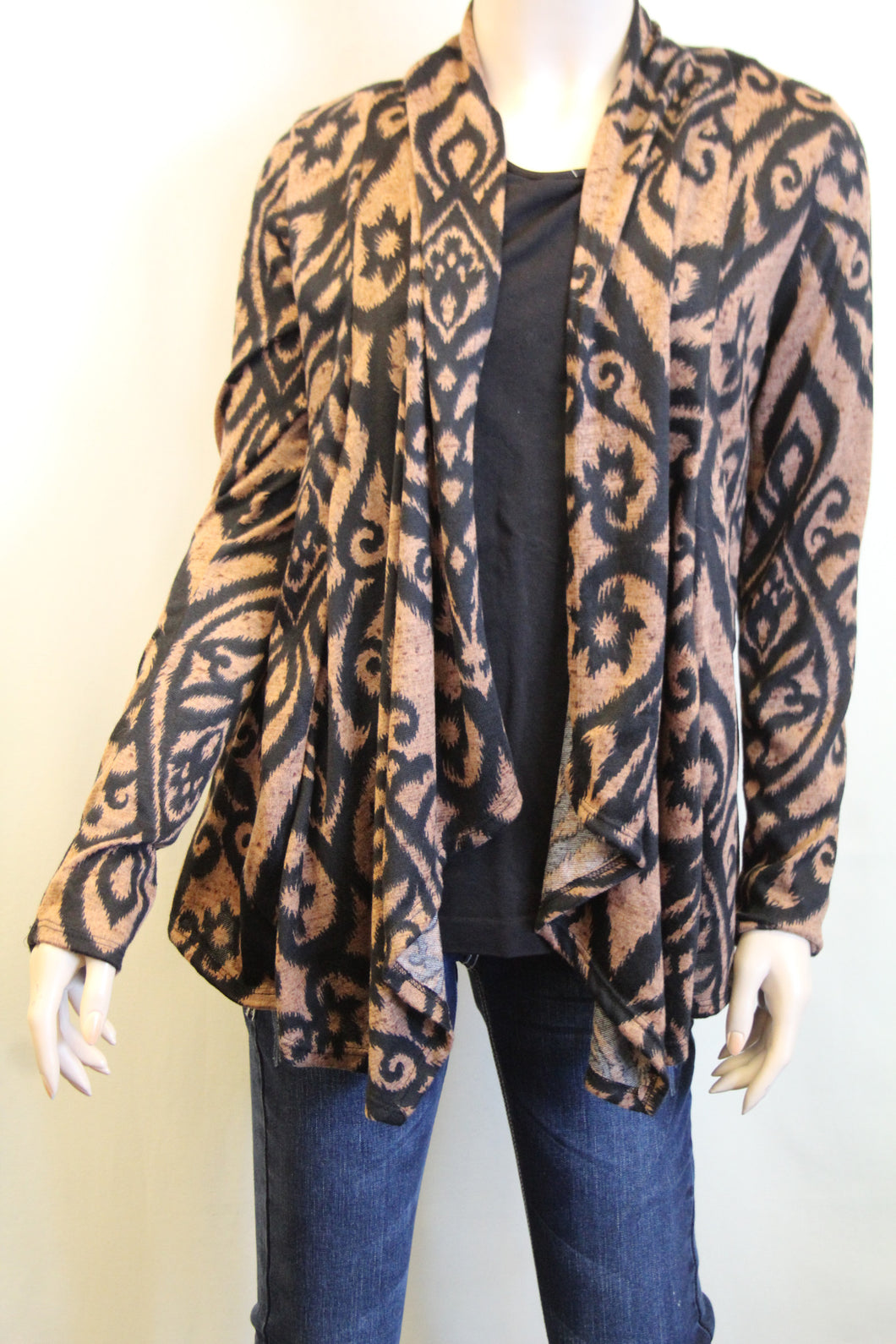 Yahada | Vintage Floral Print Cardigan Taupe
