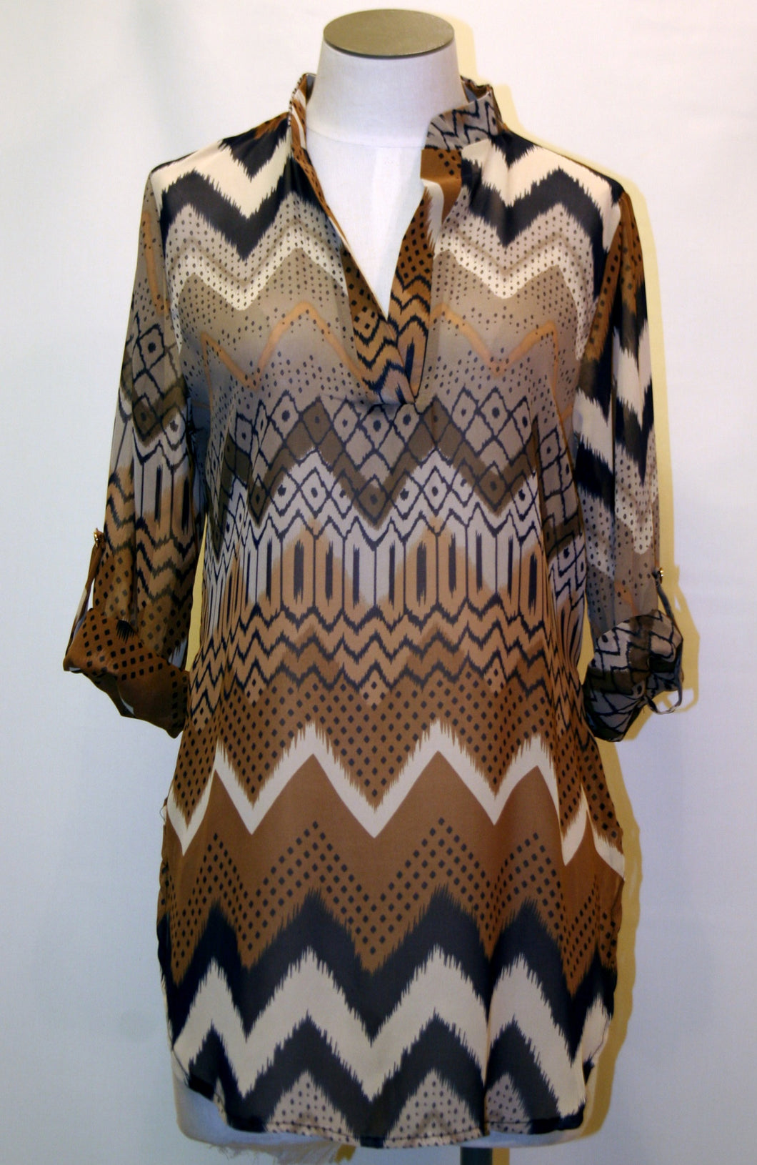 Yahada | Sheer Tunic Top Navy