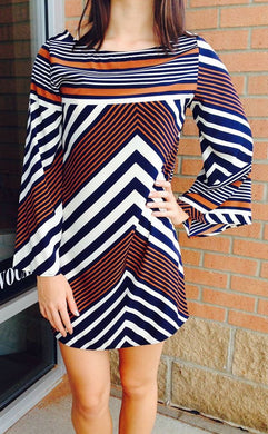 Yahada | Navy Blue & White Tunic Dress