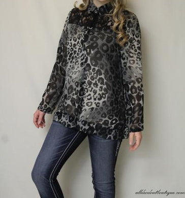 Lady Noiz | Grey Leopard Print with Black Lace - All Decd Out