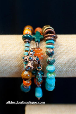 Treska | 3 Strand Bead & Cord Bracelet