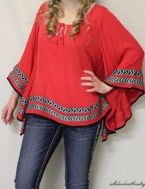 Double Zero | Poncho Top Red - All Decd Out