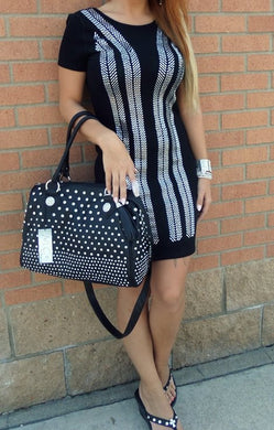 Vocal | Open Back Stud Dress Black